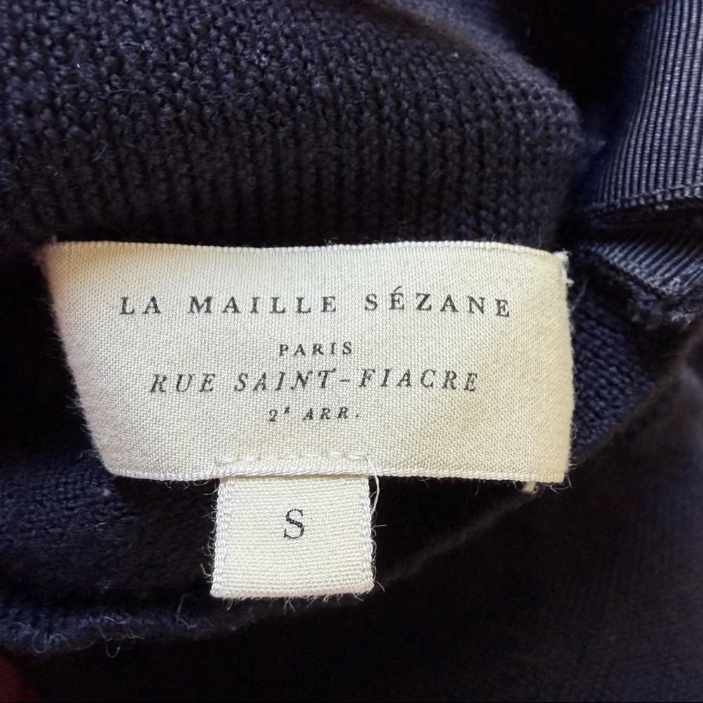 Sézane Jacob Jumper Women Sweater S Navy Blue Merino Wool Quiet Luxury - Picture 9 of 9